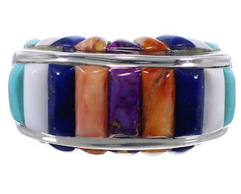 Southwest Jewelry Multicolor Sterling Silver Ring Size 9-1/2 AX37450